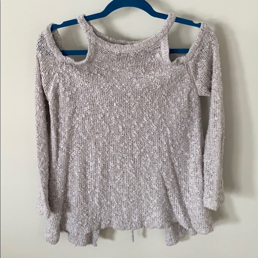 She +Sky lavender sweater open back